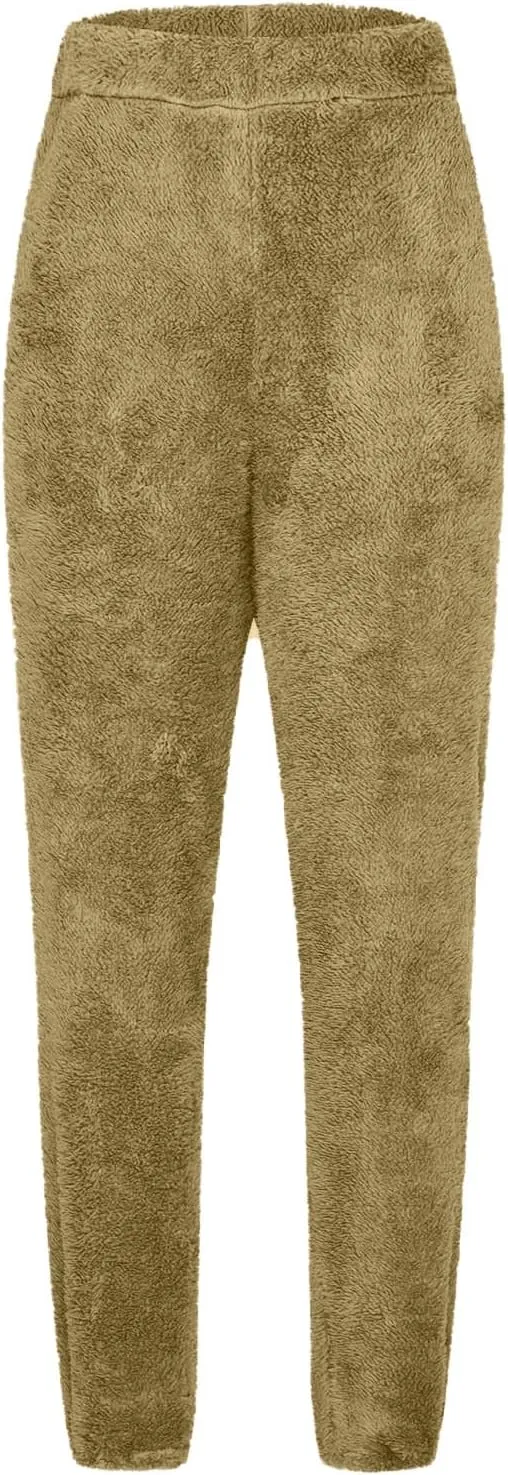 Fuzzy Pants for Women High Waisted Thicken Fleece Lounge Pants, Winter Warm Pajama Pants, Sleepwear Home Pants