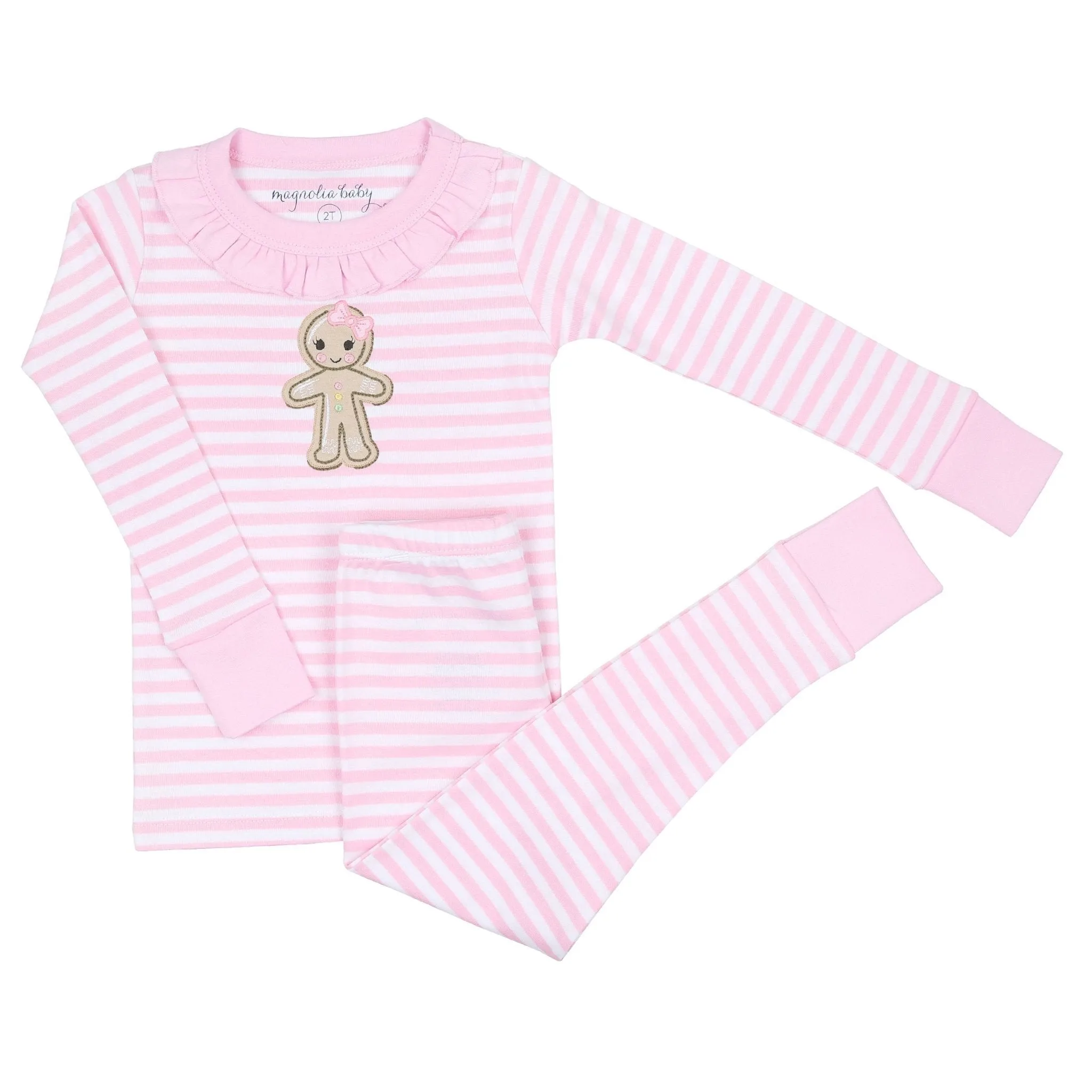 Gingerbread Land Ruffle Long Pajamas - Pink