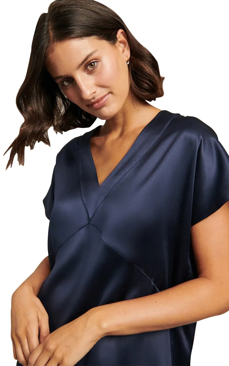 Ginia 100% Silk Kaftan In Evening Blue GFF302 SALE