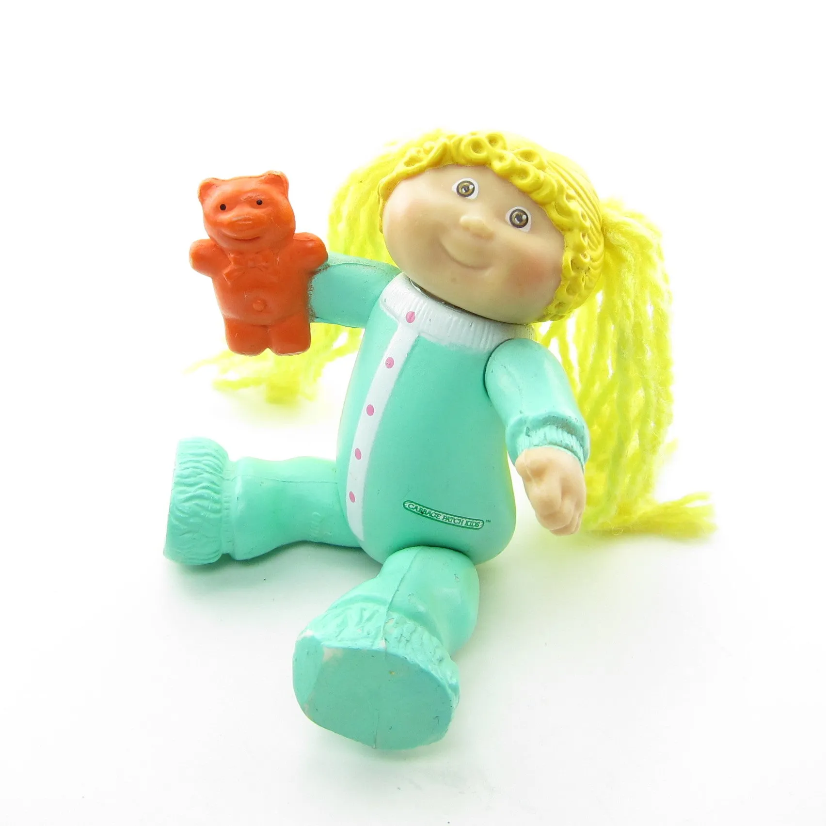 Girl in Pajamas with Teddy Bear Vintage Cabbage Patch Kids Poseable Figure - Blonde Hair