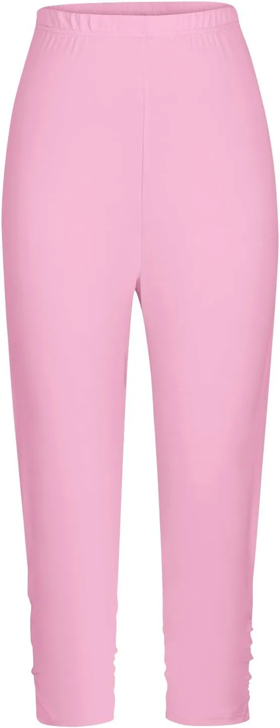 Girls Capri Leggings High Waist Yoga Pants Stretch Slimming Legging Comfy Cropped Pants Kids Summer Workout Tights
