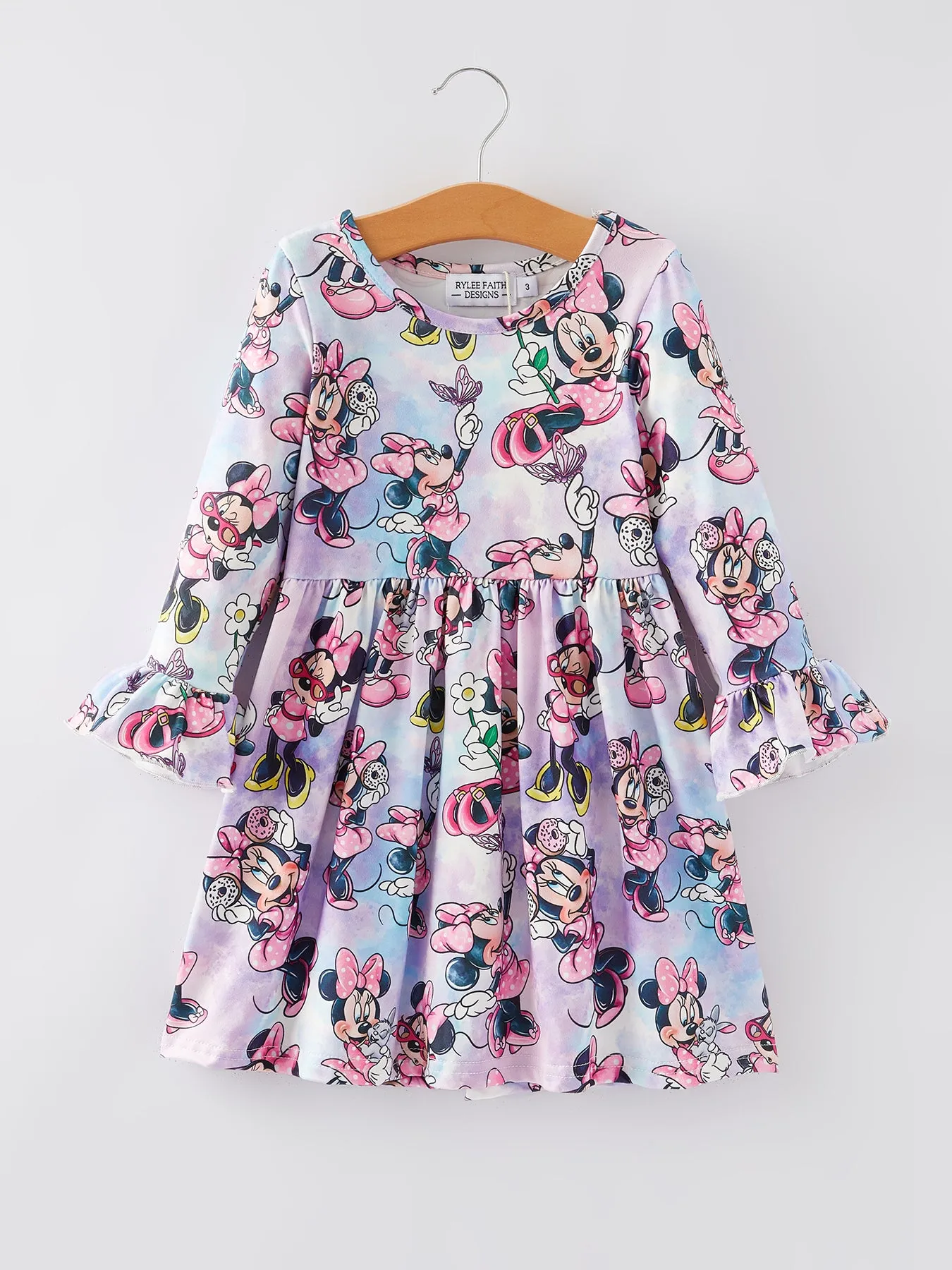 Girls Cartoon Character Print Milk Silk Dress