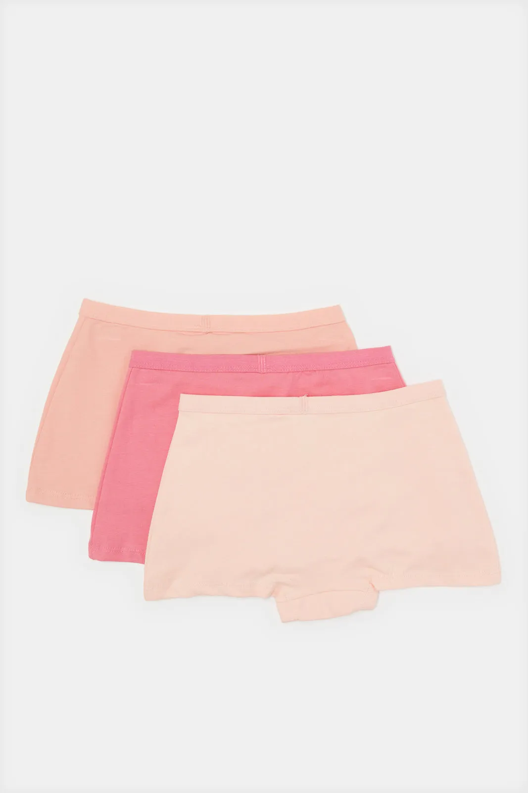 Girls Pink Solid Boxer Brief Set (Pack of 3)