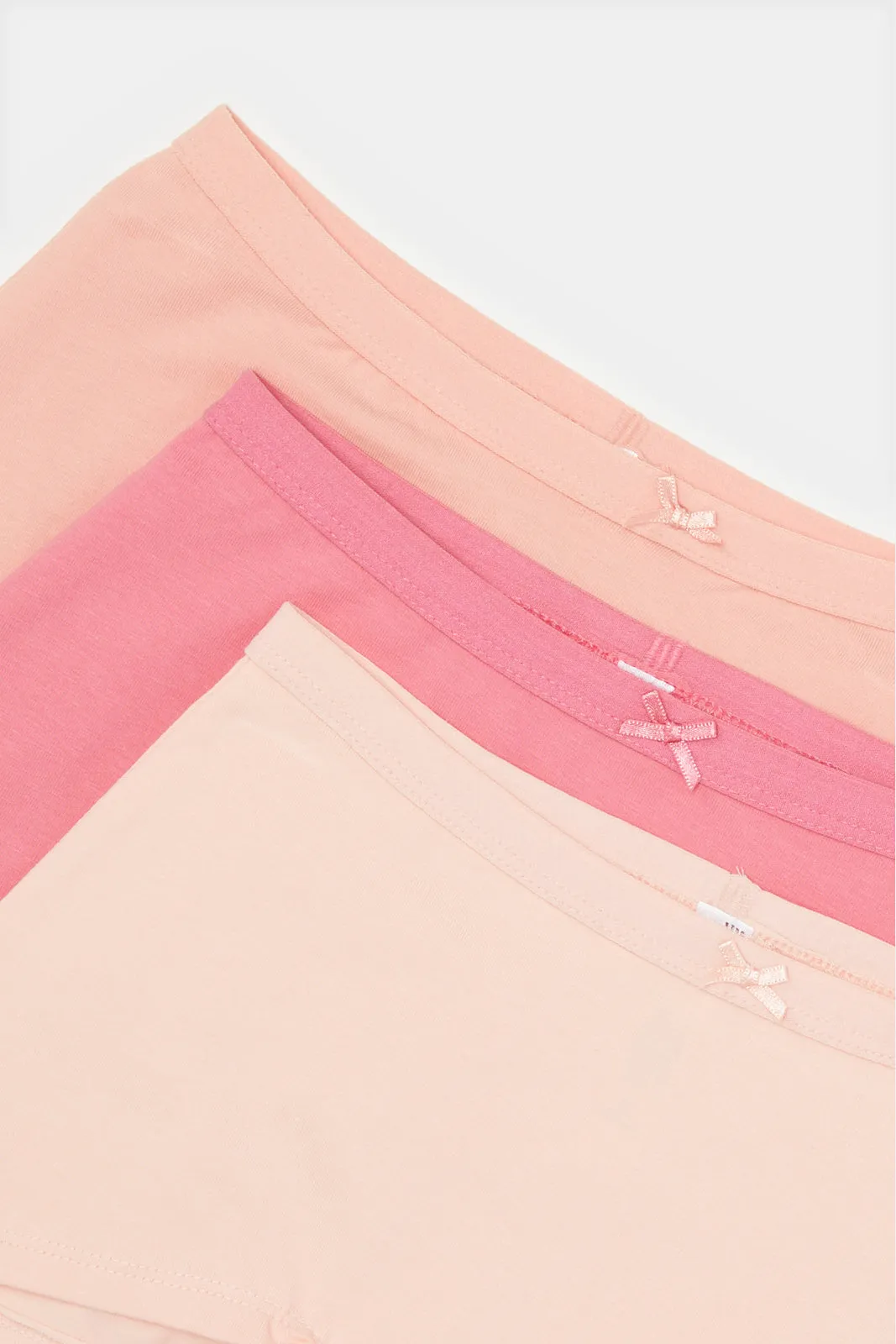 Girls Pink Solid Boxer Brief Set (Pack of 3)