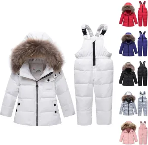 Girls Ski Jacket Ski Suit Kids Boys Girls Ski Jacket Pants Suits Windproof Snow Suit Winter Ski Suit (White, 4-6 Years)