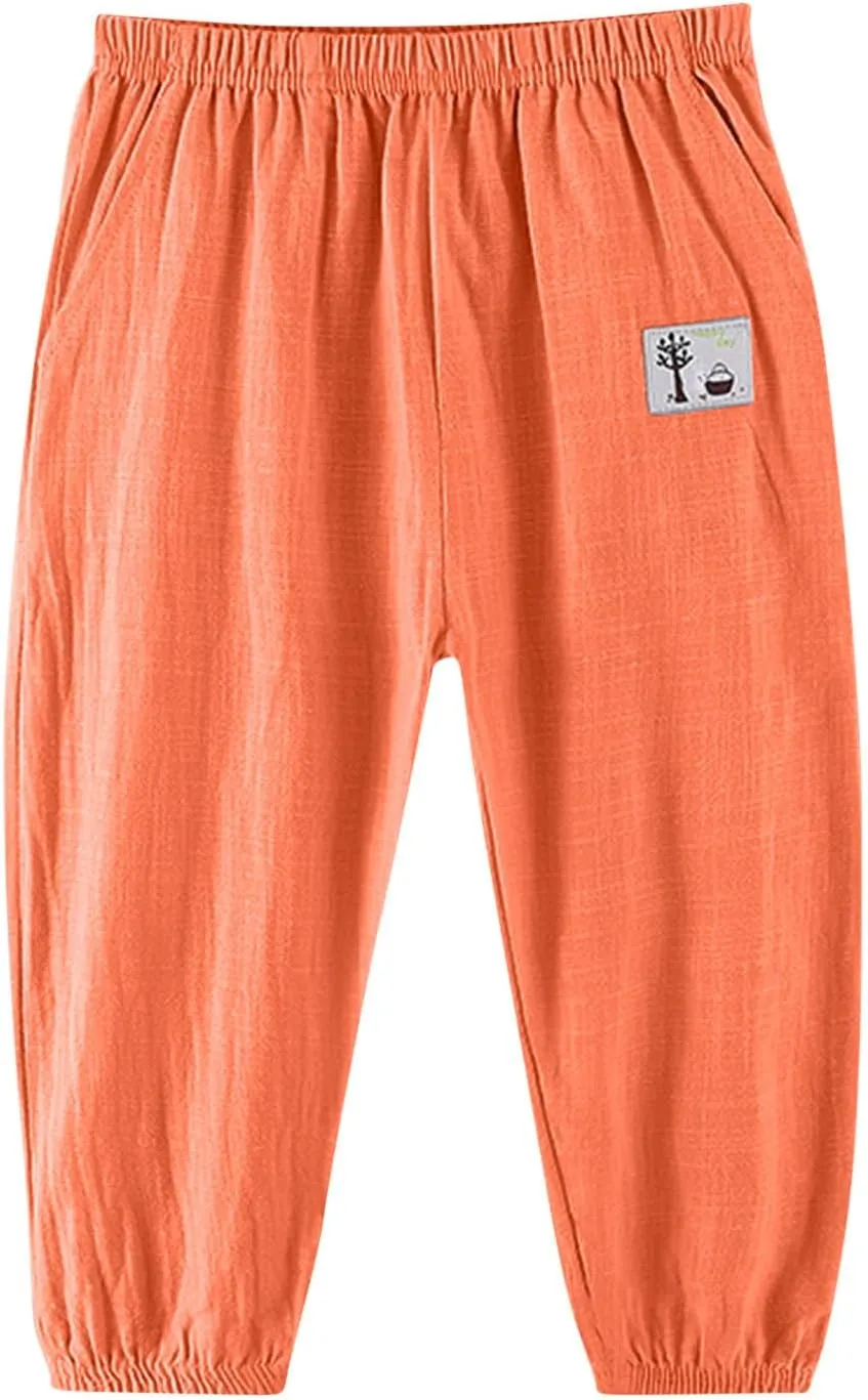 Girls Summer Cotton Athletic Sweatpants Unisex Boys Print Lightweight Casual Running Workout Jogger Pants 3-10 Years