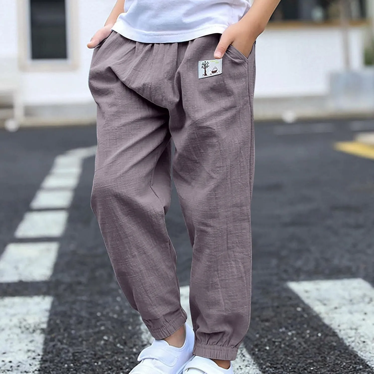 Girls Summer Cotton Athletic Sweatpants Unisex Boys Print Lightweight Casual Running Workout Jogger Pants 3-10 Years
