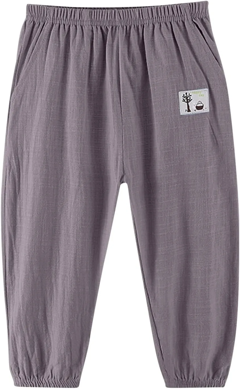 Girls Summer Cotton Athletic Sweatpants Unisex Boys Print Lightweight Casual Running Workout Jogger Pants 3-10 Years