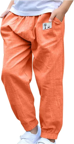 Girls Summer Cotton Athletic Sweatpants Unisex Boys Print Lightweight Casual Running Workout Jogger Pants 3-10 Years