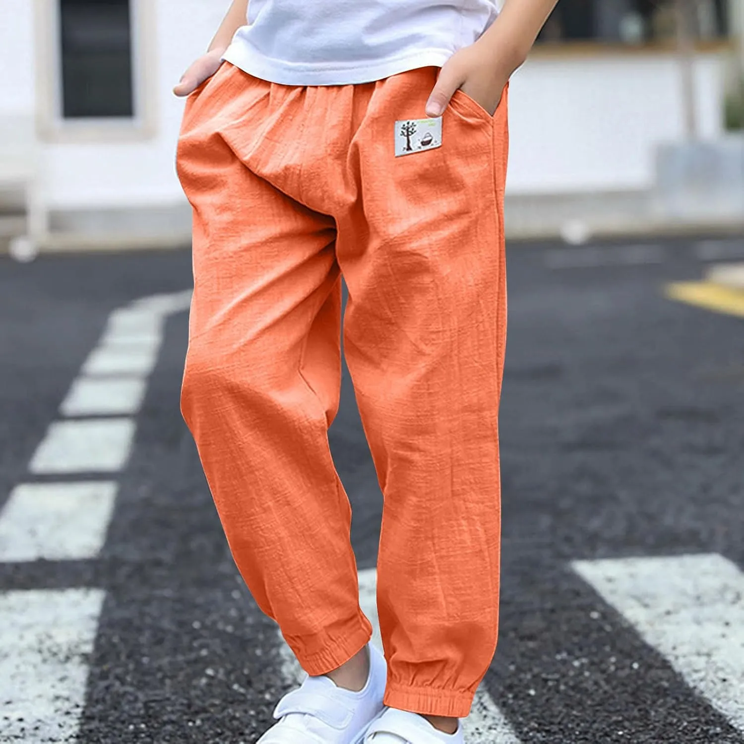 Girls Summer Cotton Athletic Sweatpants Unisex Boys Print Lightweight Casual Running Workout Jogger Pants 3-10 Years