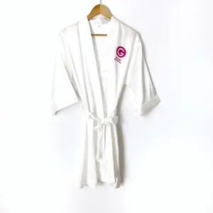 Grande Cosmetics Embroidered White Satin Robe- OS