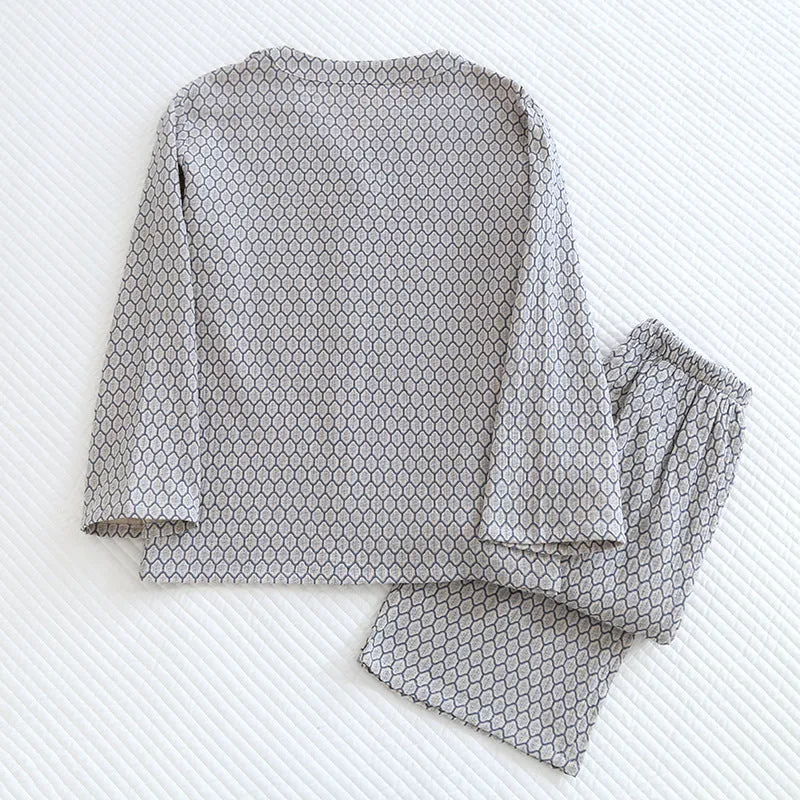 Grey Honeycomb Floral AOP Pajama Set