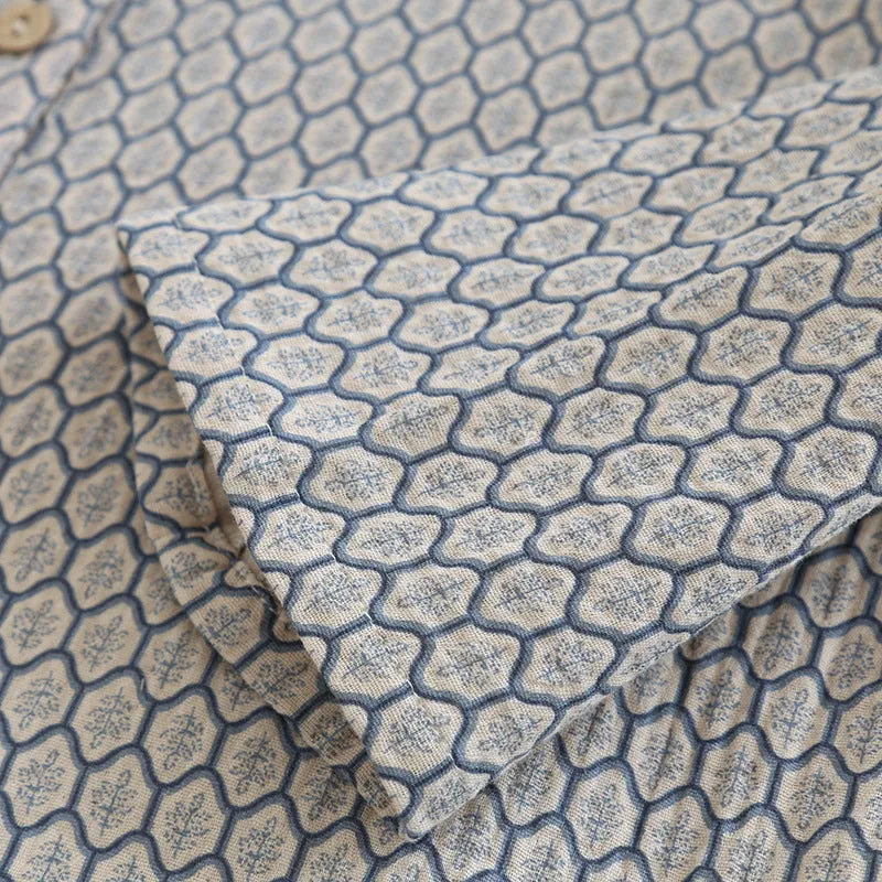 Grey Honeycomb Floral AOP Pajama Set