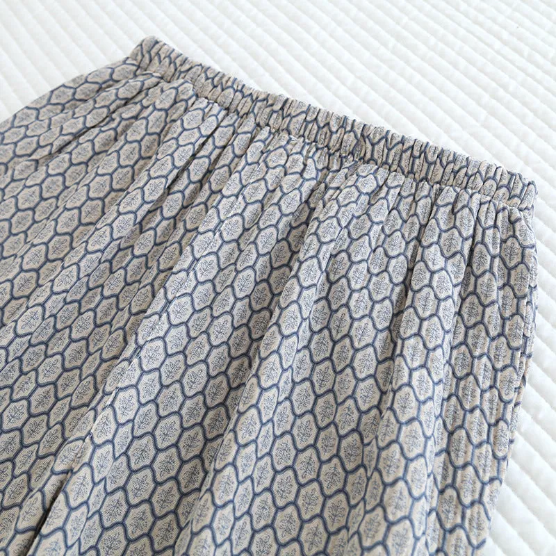 Grey Honeycomb Floral AOP Pajama Set