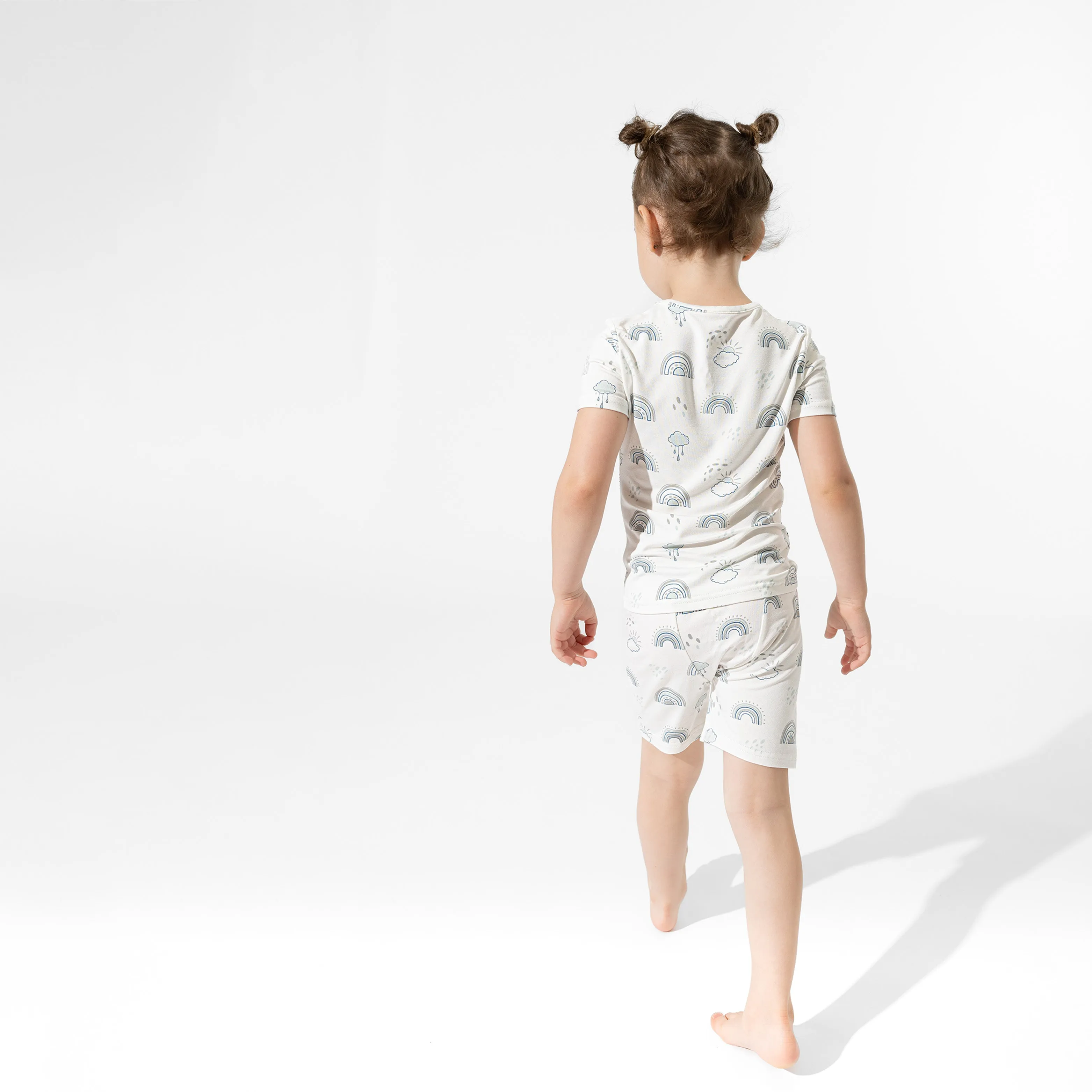 Grey Rainbows Bamboo Kids Pajama Short Set