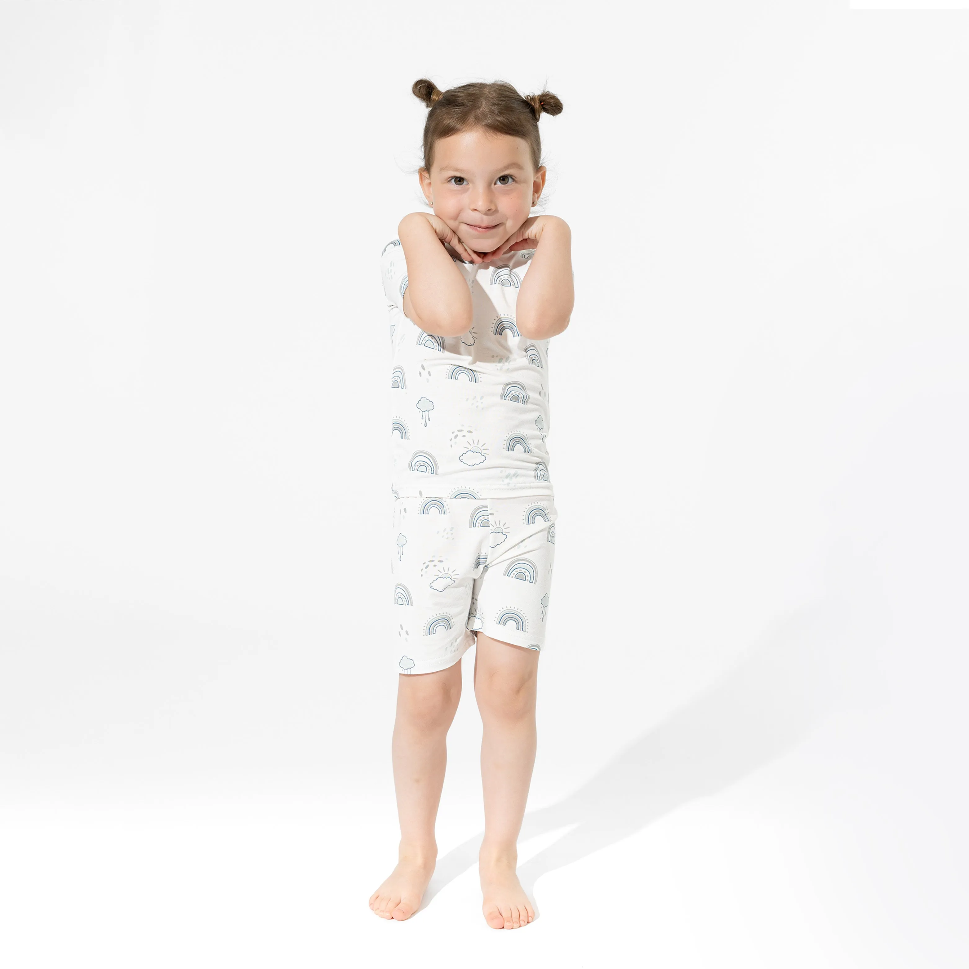 Grey Rainbows Bamboo Kids Pajama Short Set