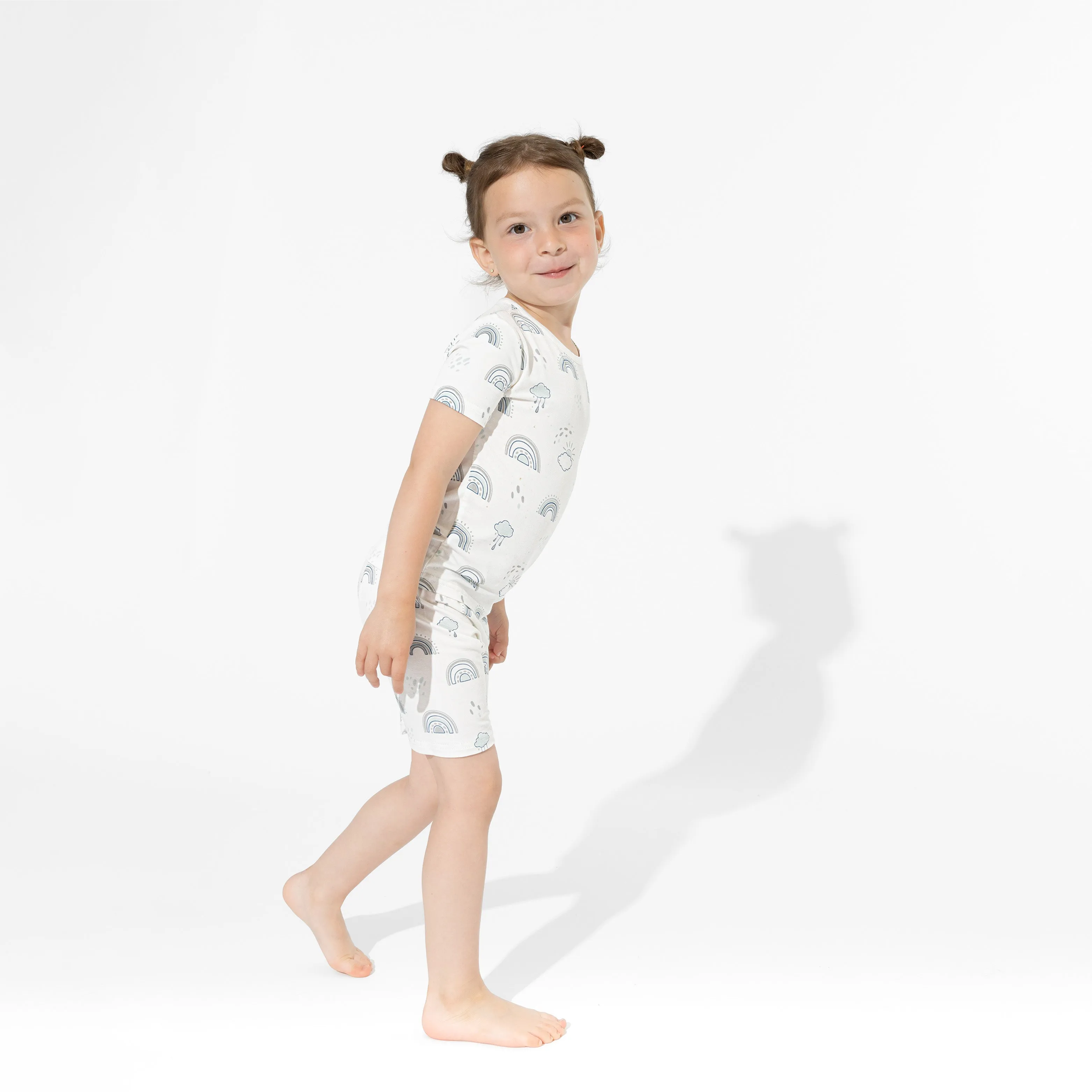 Grey Rainbows Bamboo Kids Pajama Short Set