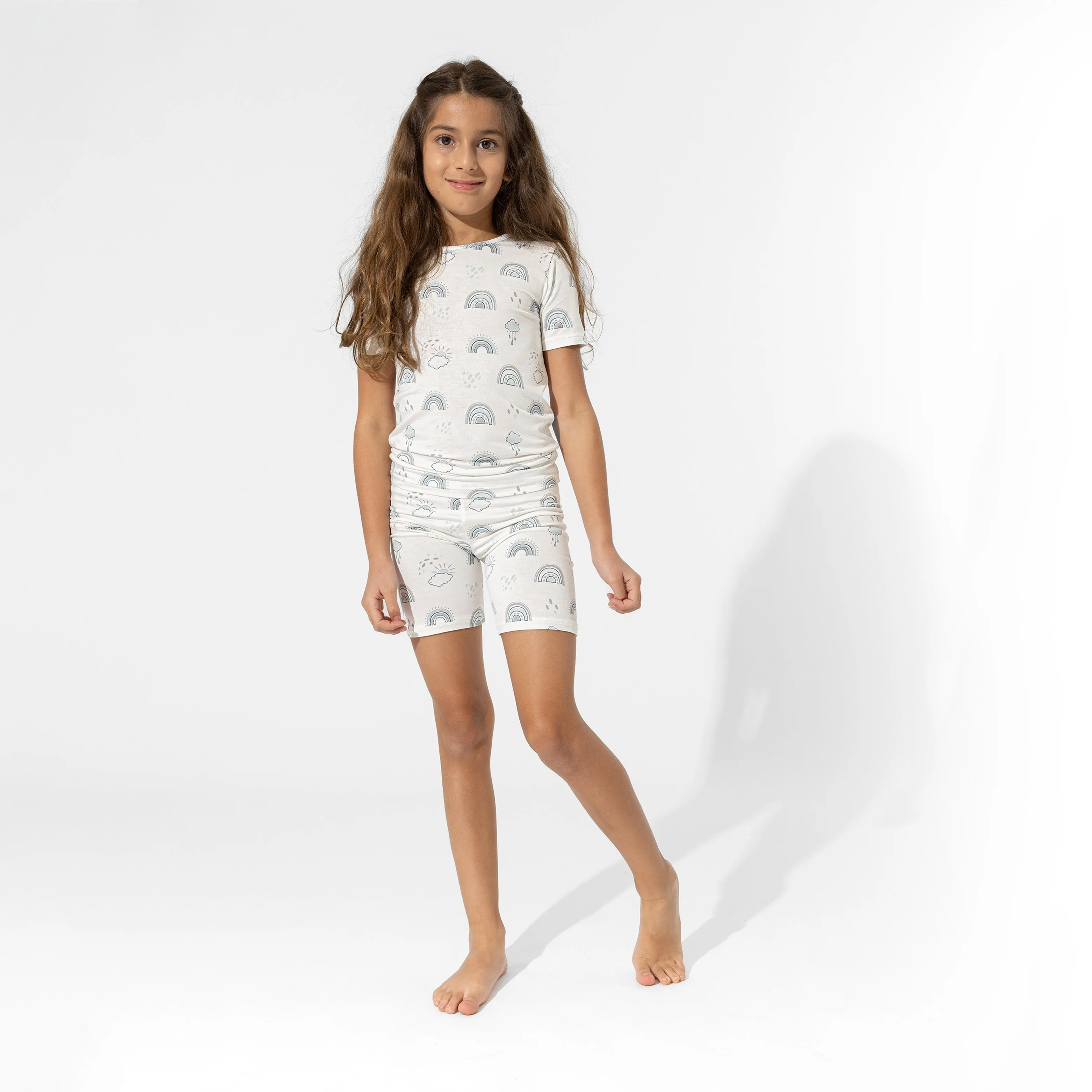 Grey Rainbows Bamboo Kids Pajama Short Set