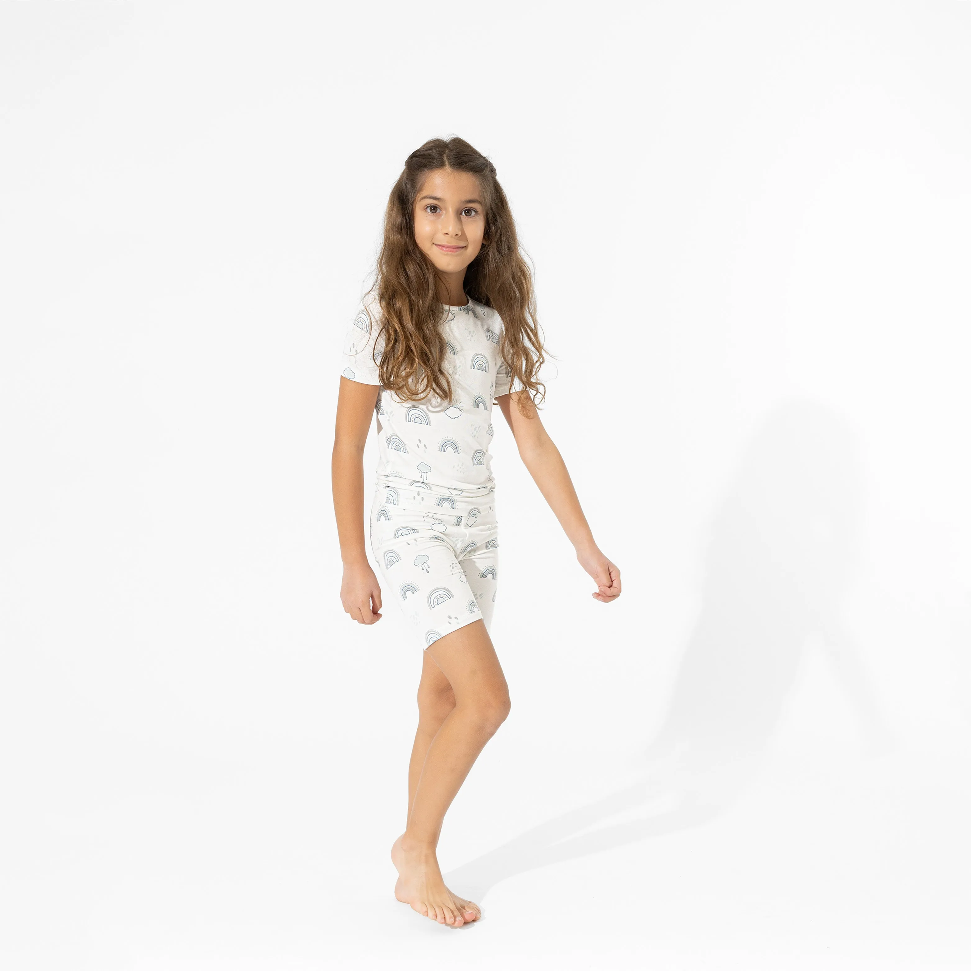 Grey Rainbows Bamboo Kids Pajama Short Set