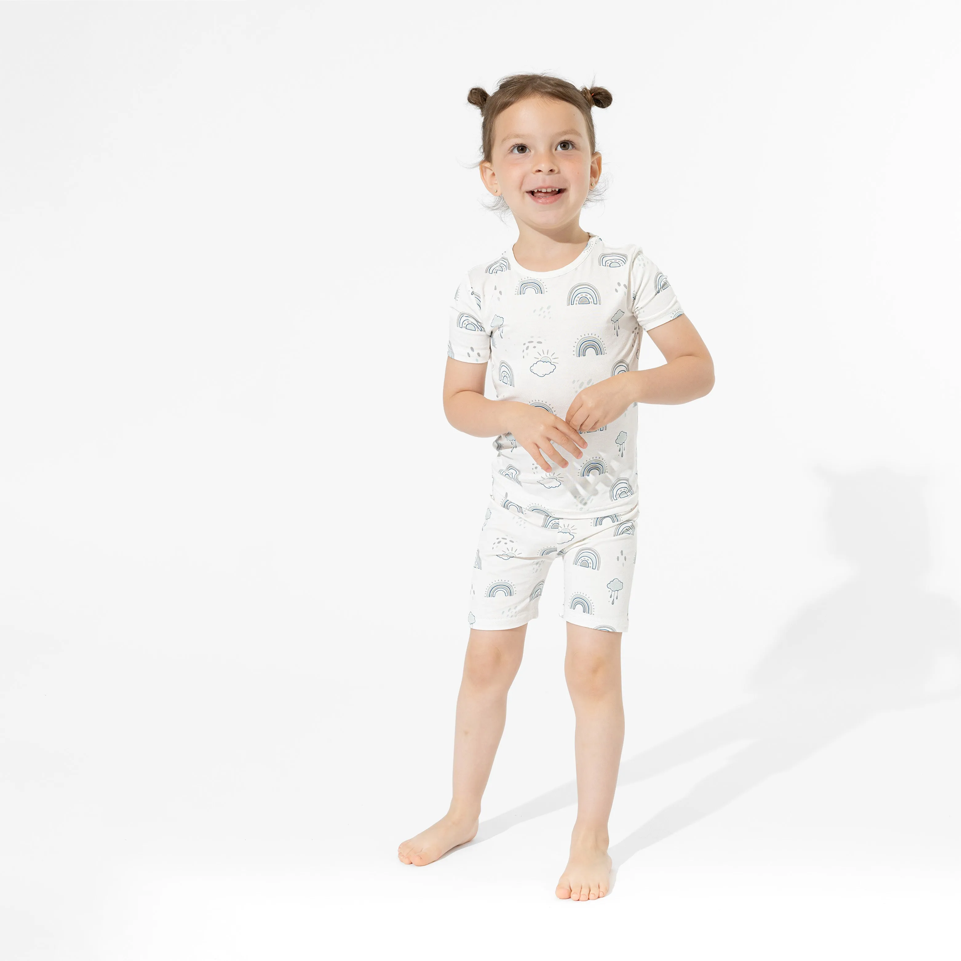 Grey Rainbows Bamboo Kids Pajama Short Set