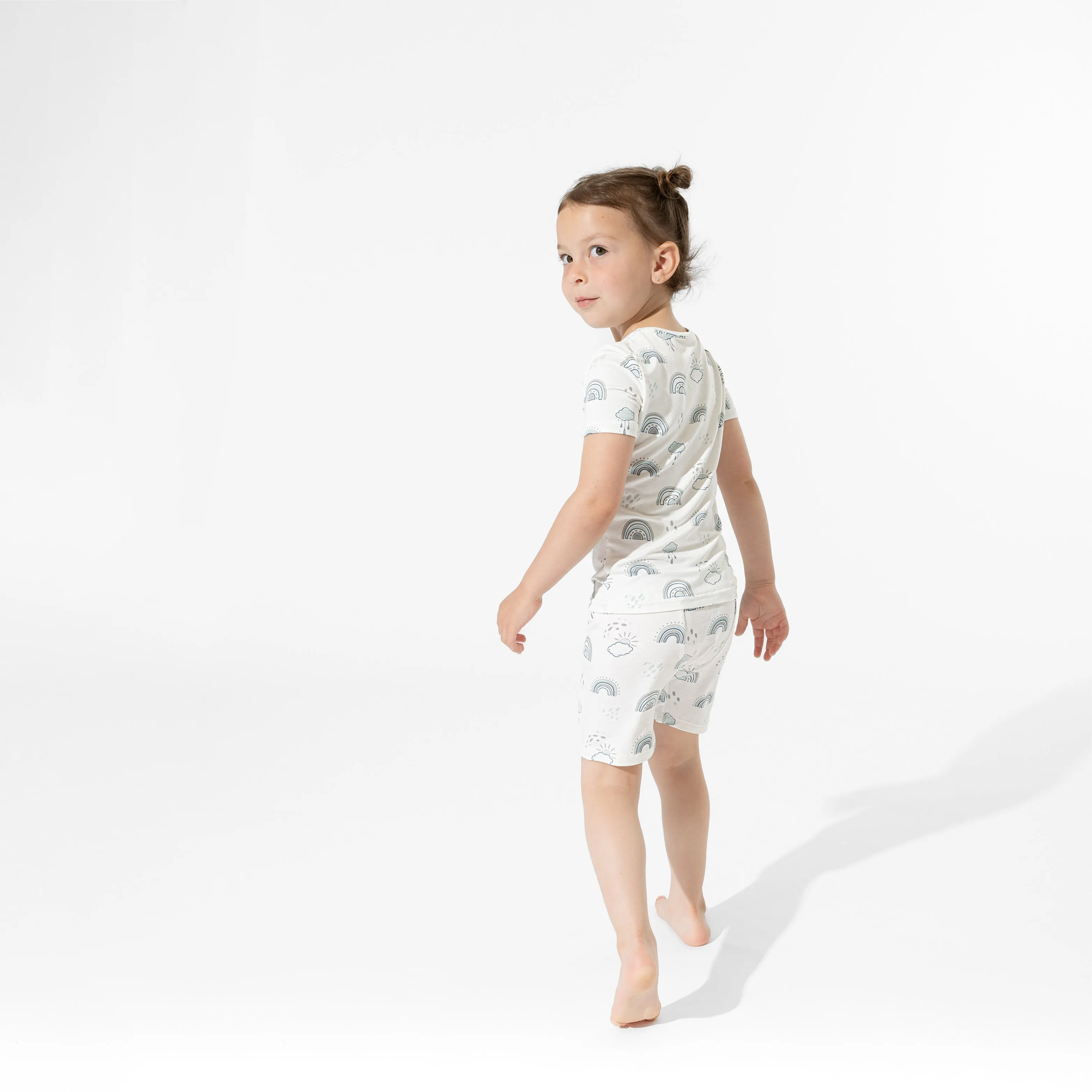 Grey Rainbows Bamboo Kids Pajama Short Set