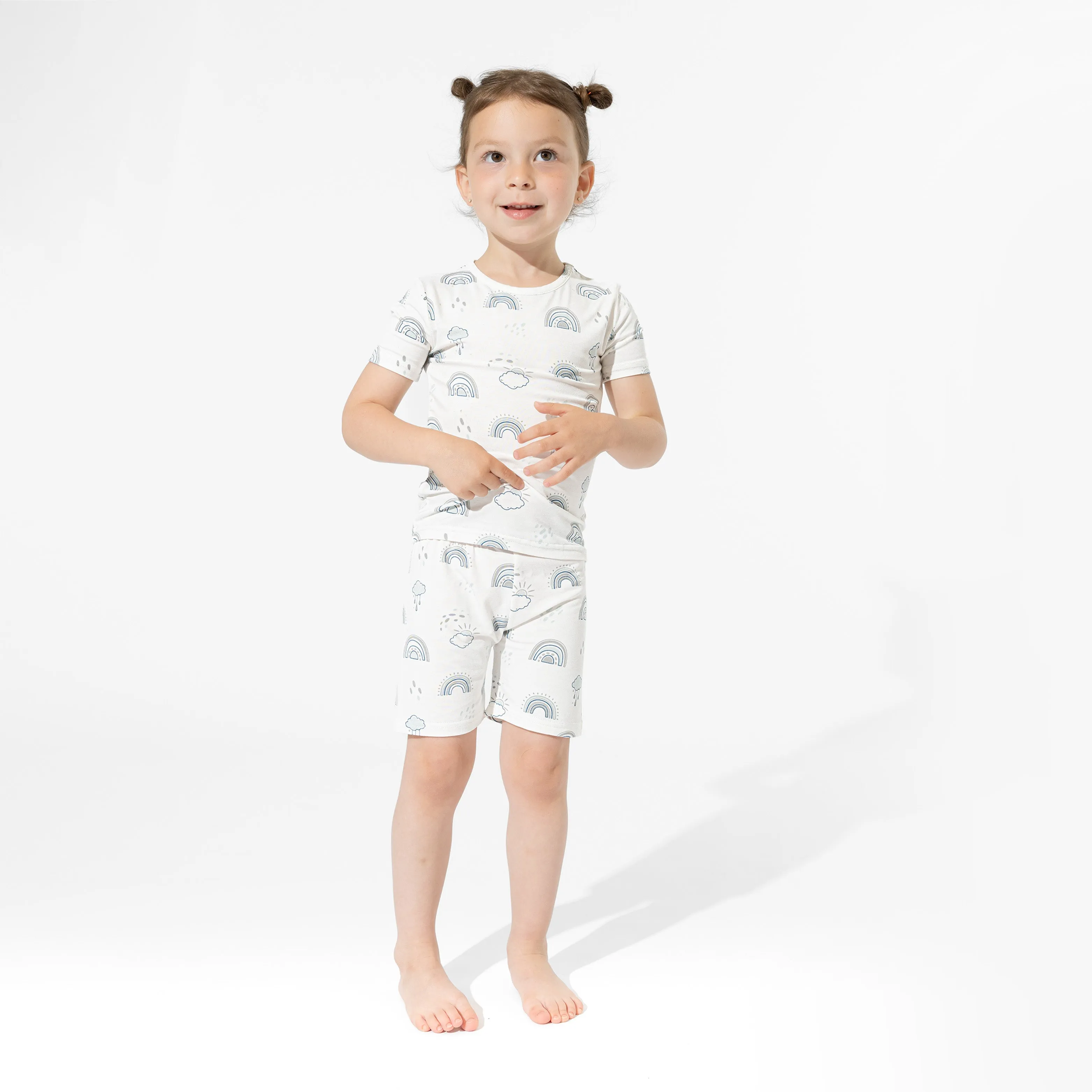 Grey Rainbows Bamboo Kids Pajama Short Set