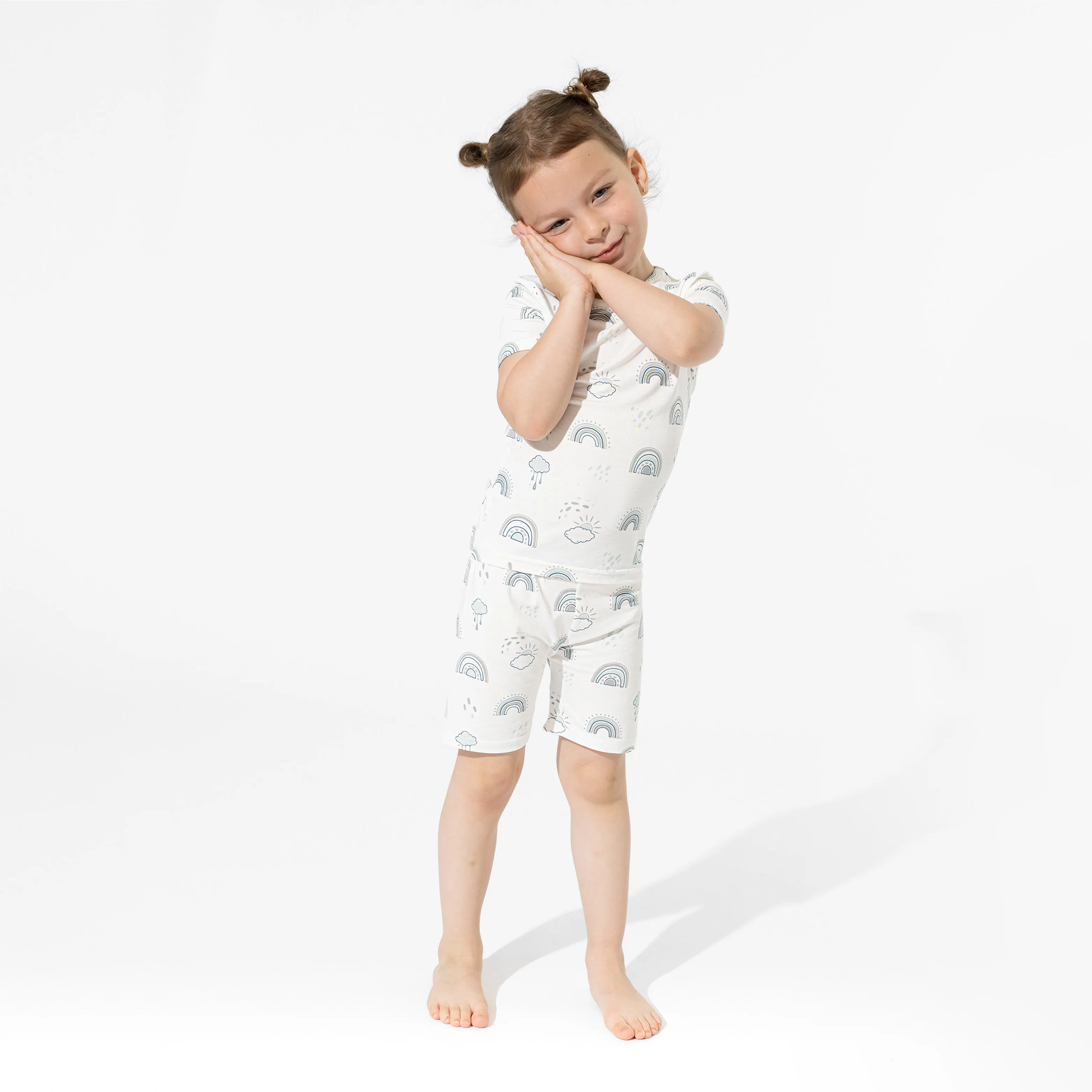 Grey Rainbows Bamboo Kids Pajama Short Set