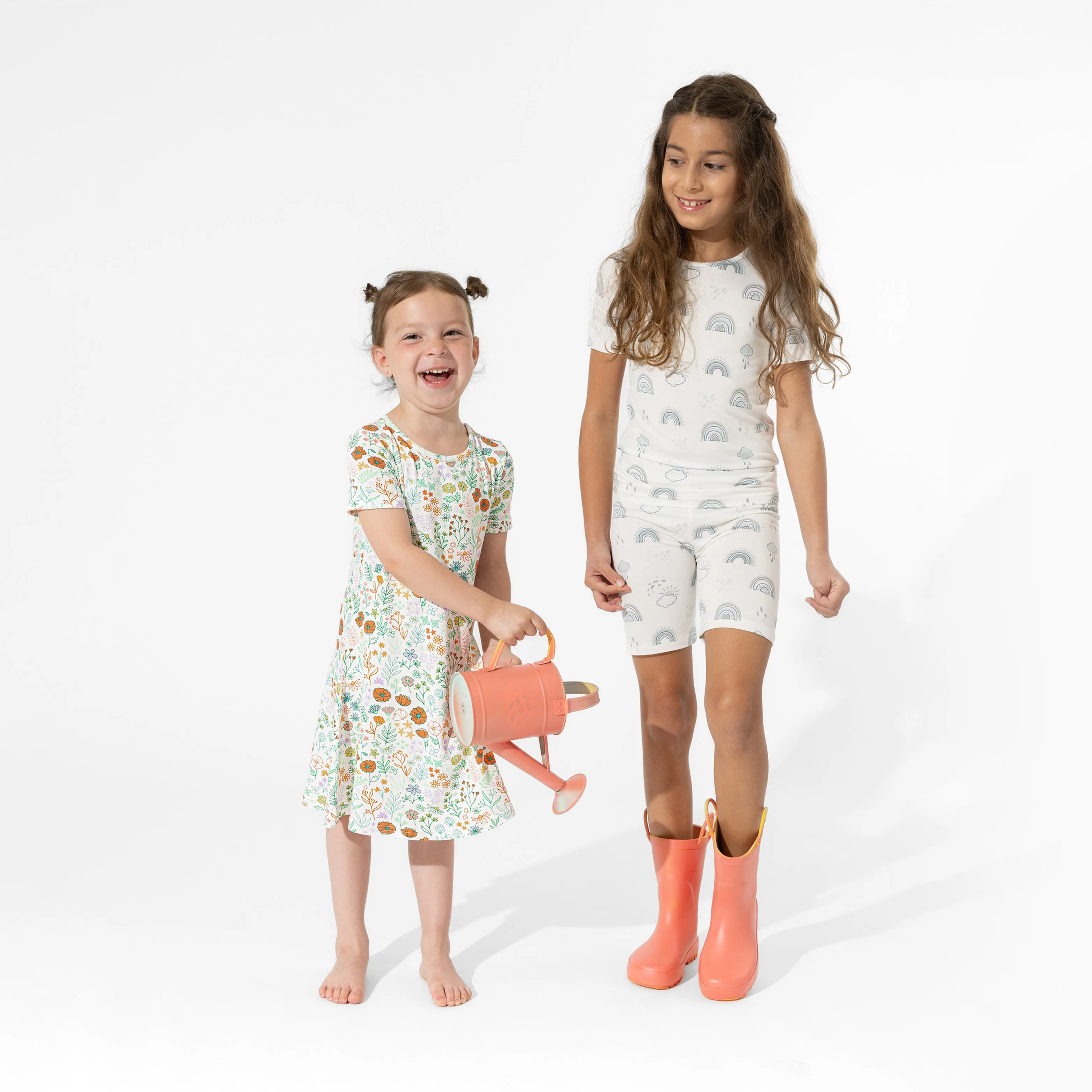 Grey Rainbows Bamboo Kids Pajama Short Set