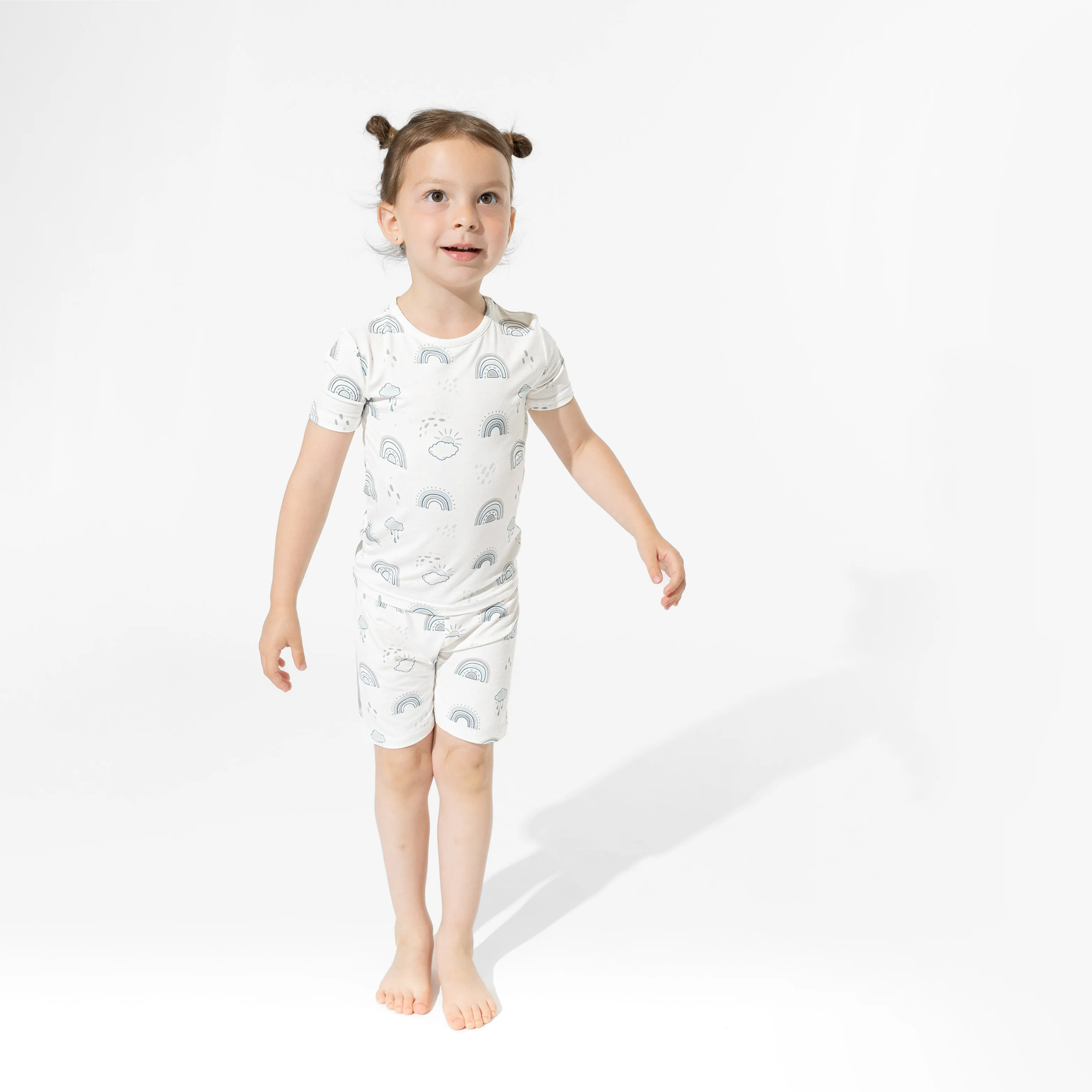 Grey Rainbows Bamboo Kids Pajama Short Set