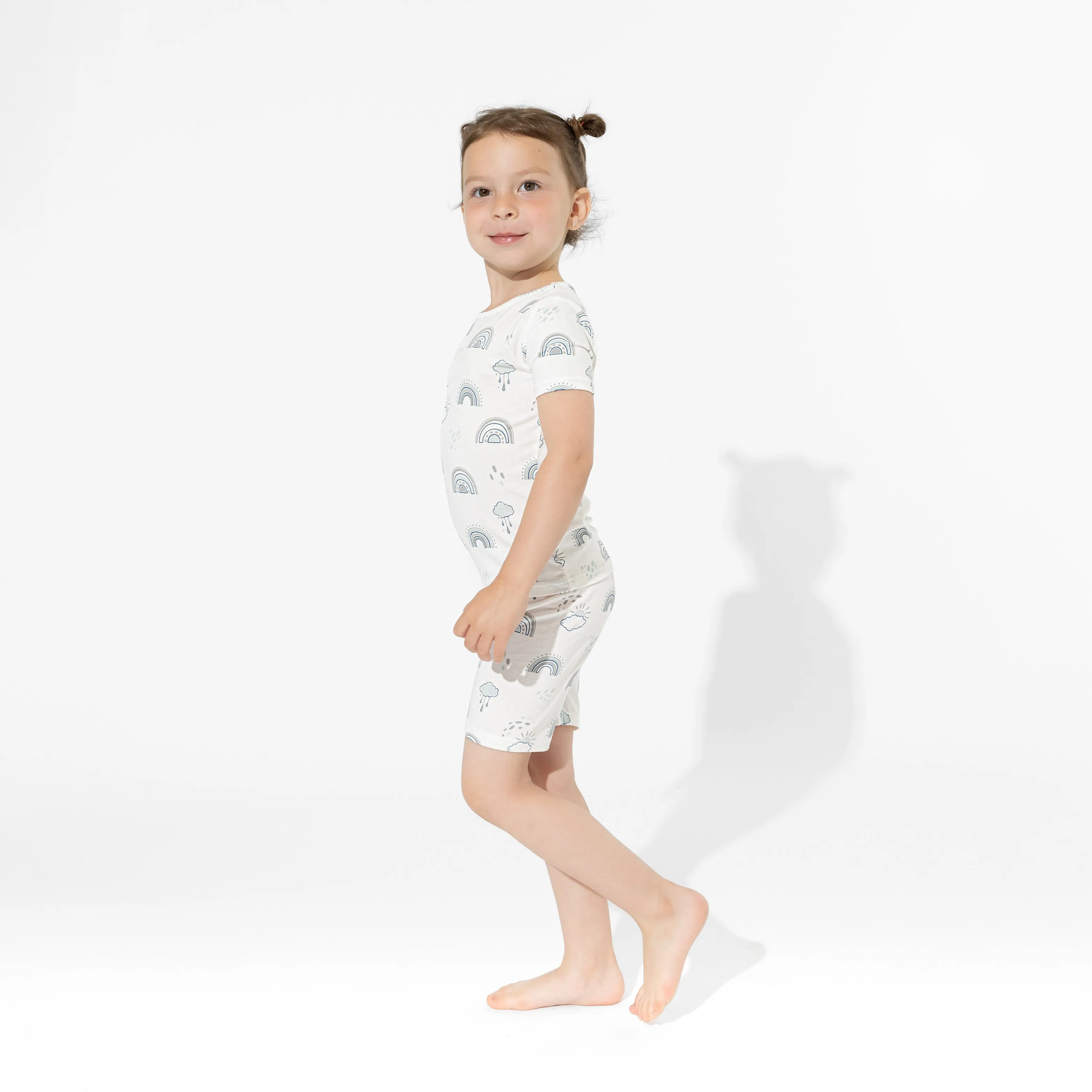Grey Rainbows Bamboo Kids Pajama Short Set