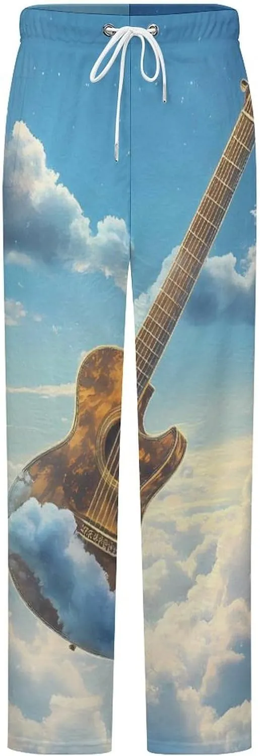 Guitar In The Sky Women's Pajama Pants Fleece Warm Pj Bottoms Sleepwear Lounge Pants Loungewear