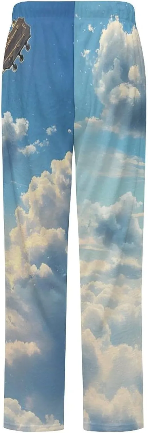 Guitar In The Sky Women's Pajama Pants Fleece Warm Pj Bottoms Sleepwear Lounge Pants Loungewear
