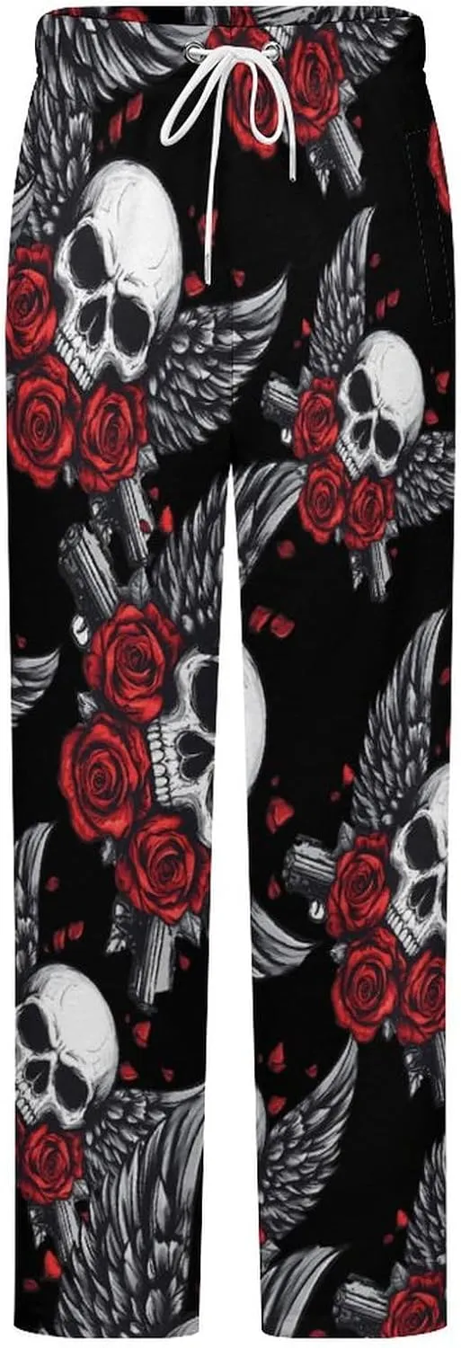 Gun Skull Women's Pajama Pants Fleece Warm Pj Bottoms Sleepwear Lounge Pants Loungewear
