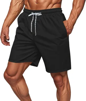 Gym Shorts Men Drawstring Elastic Athletic Bodybuilding Shorts Outdoor Sports Beach Casual Short Pants for Summer