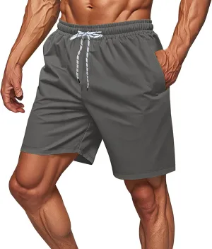 Gym Shorts Men Drawstring Elastic Athletic Bodybuilding Shorts Outdoor Sports Beach Casual Short Pants for Summer