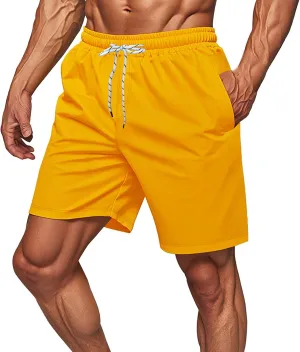Gym Shorts Men Drawstring Elastic Athletic Bodybuilding Shorts Outdoor Sports Beach Casual Short Pants for Summer