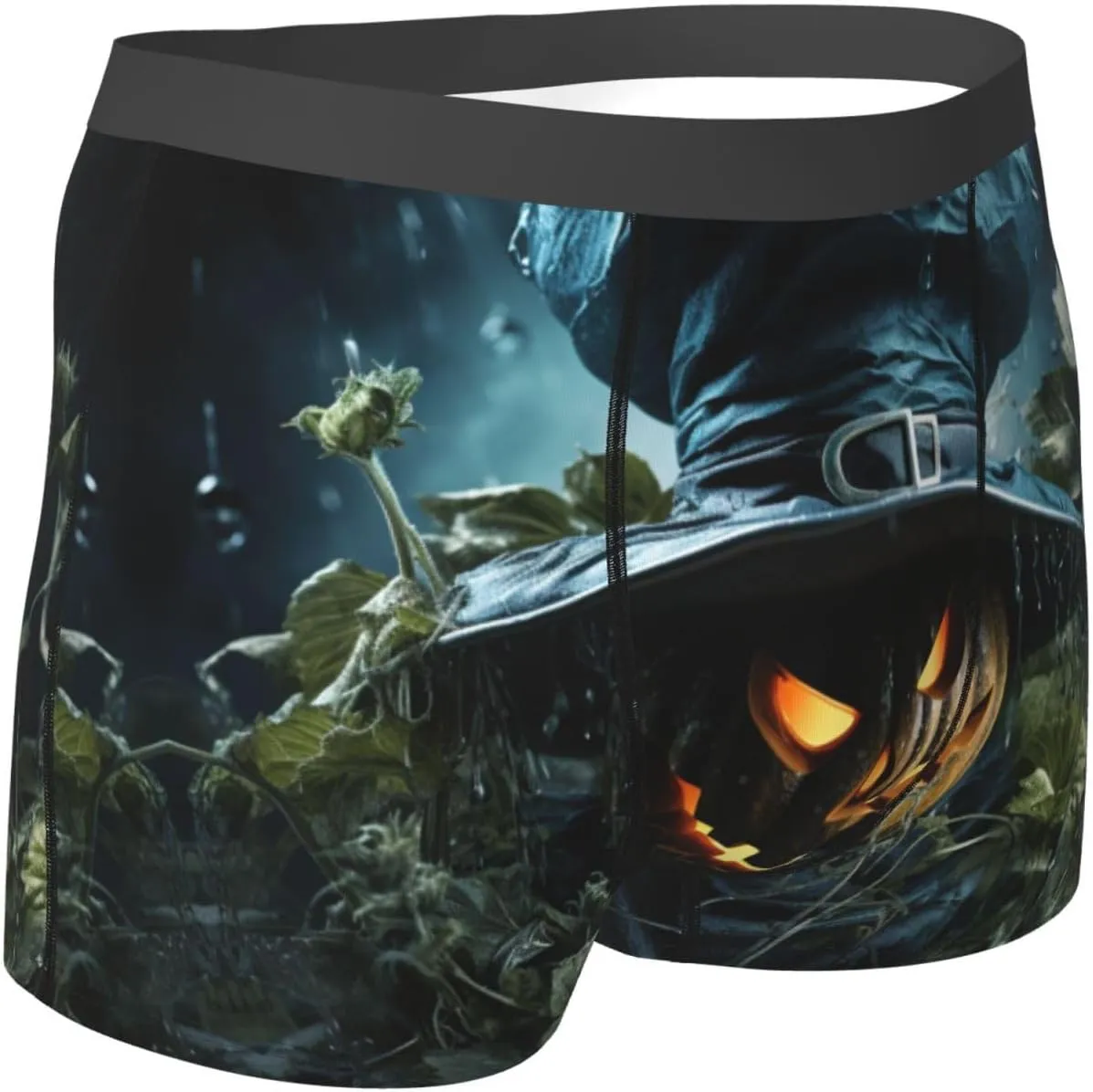 Halloween cartoon print Mens Underwear Boxer Briefs Breathable Soft Moisture Wicking with Fly Underwear for Men