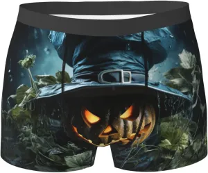 Halloween cartoon print Mens Underwear Boxer Briefs Breathable Soft Moisture Wicking with Fly Underwear for Men