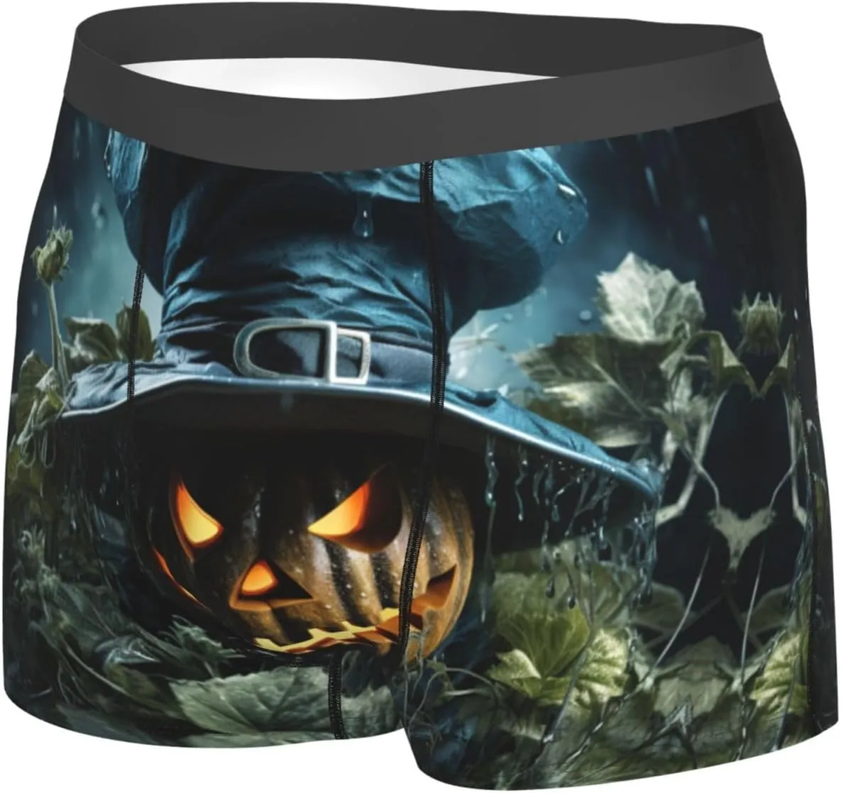 Halloween cartoon print Mens Underwear Boxer Briefs Breathable Soft Moisture Wicking with Fly Underwear for Men