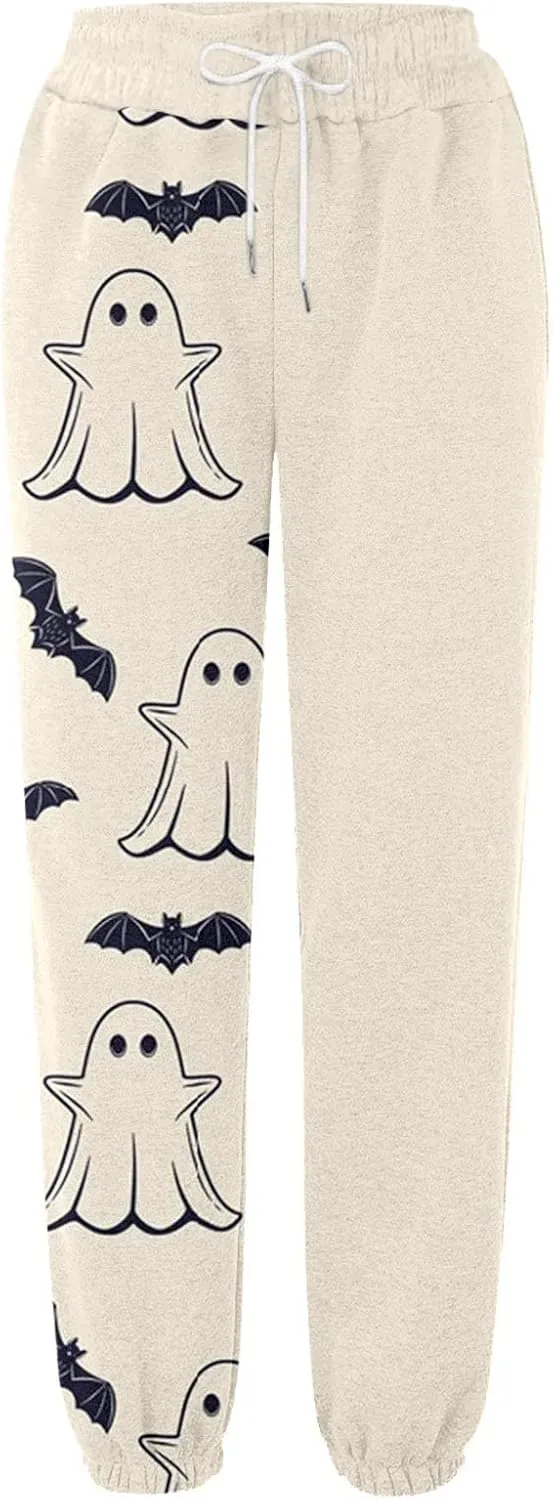 Halloween Sweatpants Joggers Pants Workout High Waisted Drawstring Yoga Pants Casual Cinch Bottom Sweatpants Pockets
