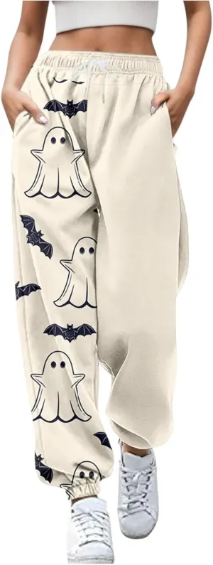 Halloween Sweatpants Joggers Pants Workout High Waisted Drawstring Yoga Pants Casual Cinch Bottom Sweatpants Pockets