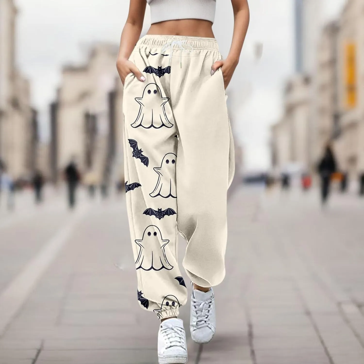Halloween Sweatpants Joggers Pants Workout High Waisted Drawstring Yoga Pants Casual Cinch Bottom Sweatpants Pockets