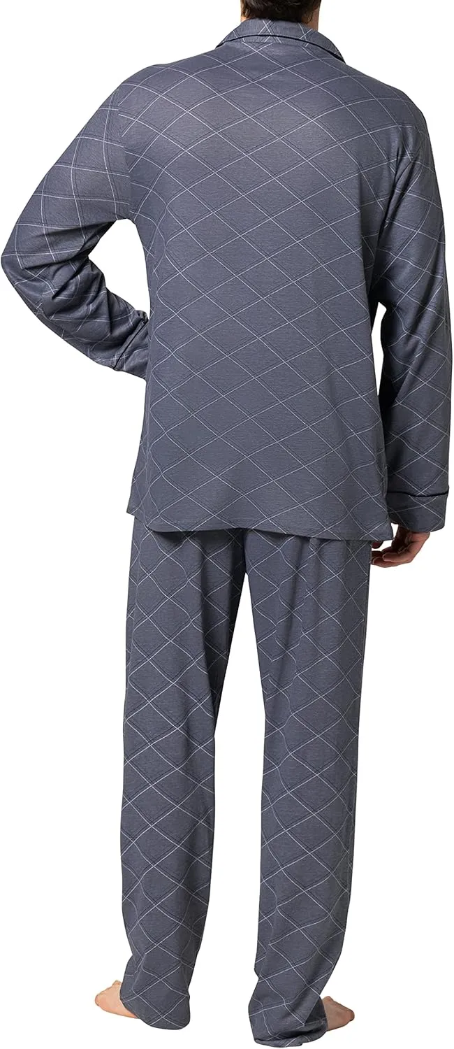 Hanes Men's Pajamas Cotton X-Temp Long Sleeve Shirt & Pants Knit Pjs Lounge Set