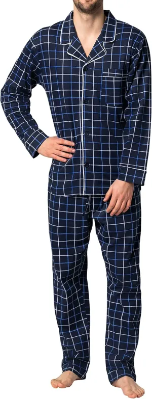 Hanes Men's Pajamas Cotton X-Temp Long Sleeve Shirt & Pants Knit Pjs Lounge Set