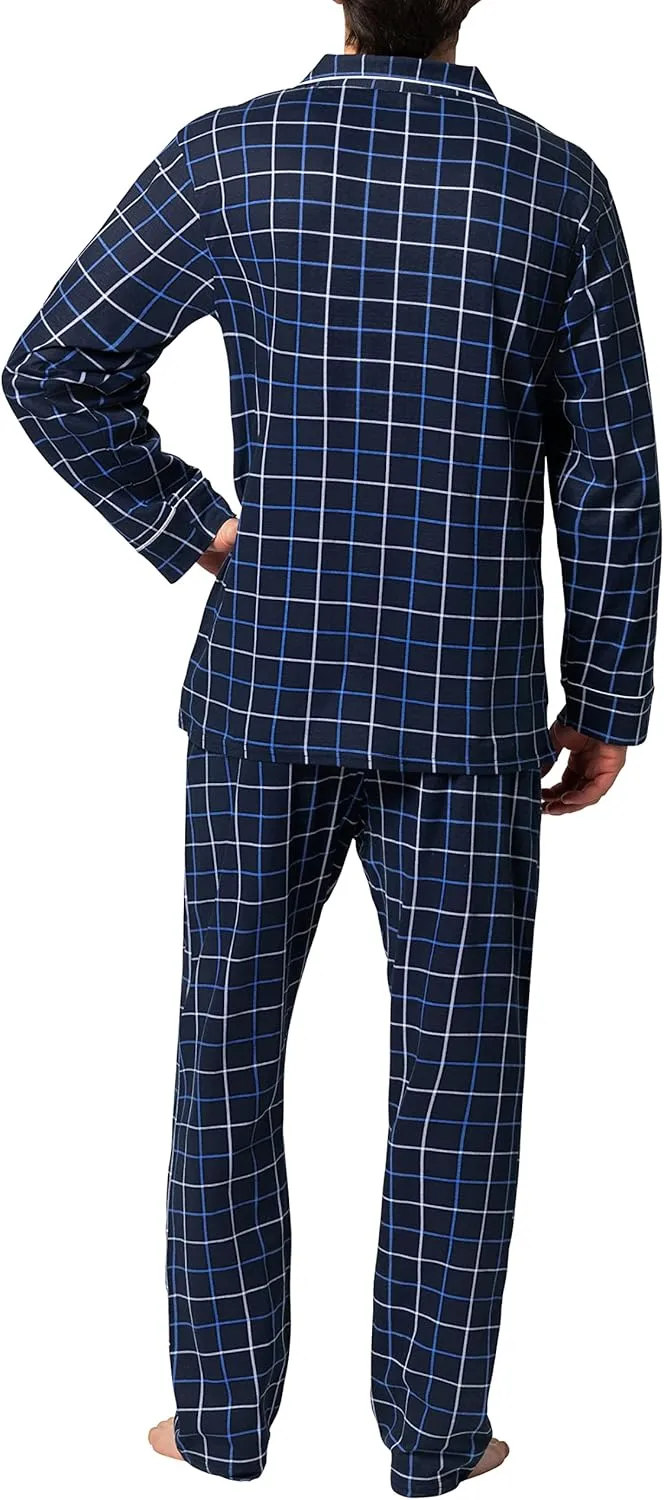 Hanes Men's Pajamas Cotton X-Temp Long Sleeve Shirt & Pants Knit Pjs Lounge Set