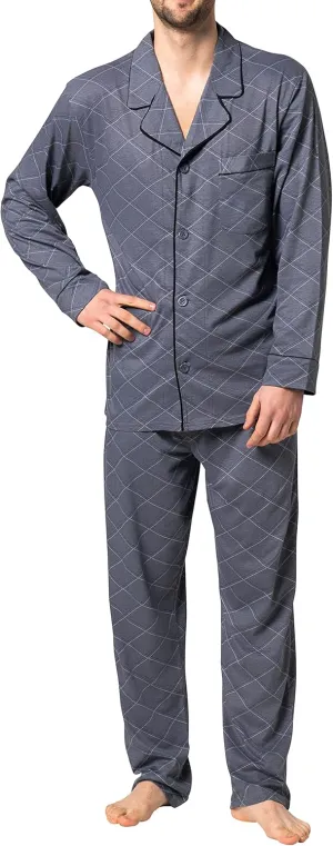 Hanes Men's Pajamas Cotton X-Temp Long Sleeve Shirt & Pants Knit Pjs Lounge Set