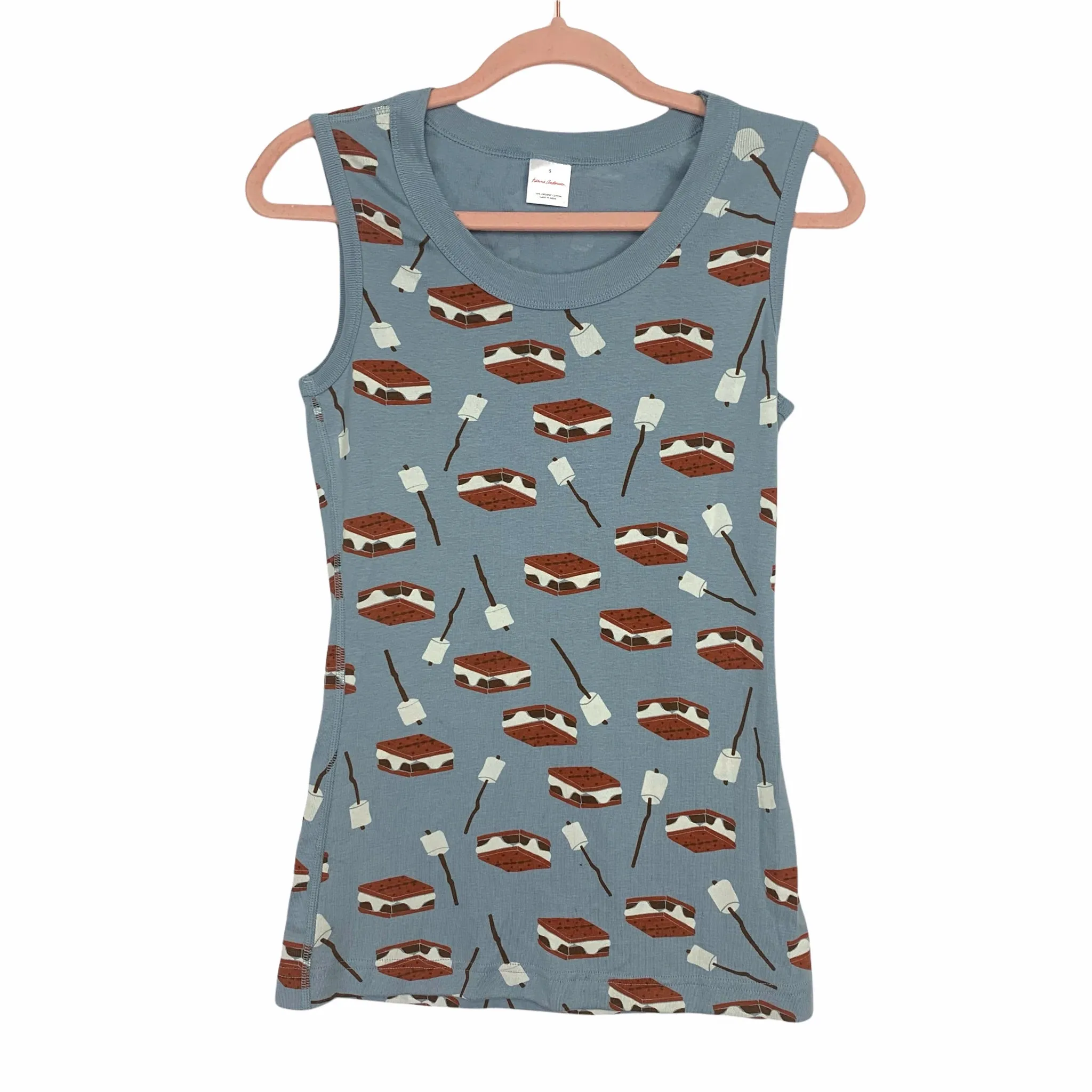 Hanna Anderson Blue S'mores Sleeveless Pajama Top- Size S (Sold Out Online, We Have Matching Bottoms)