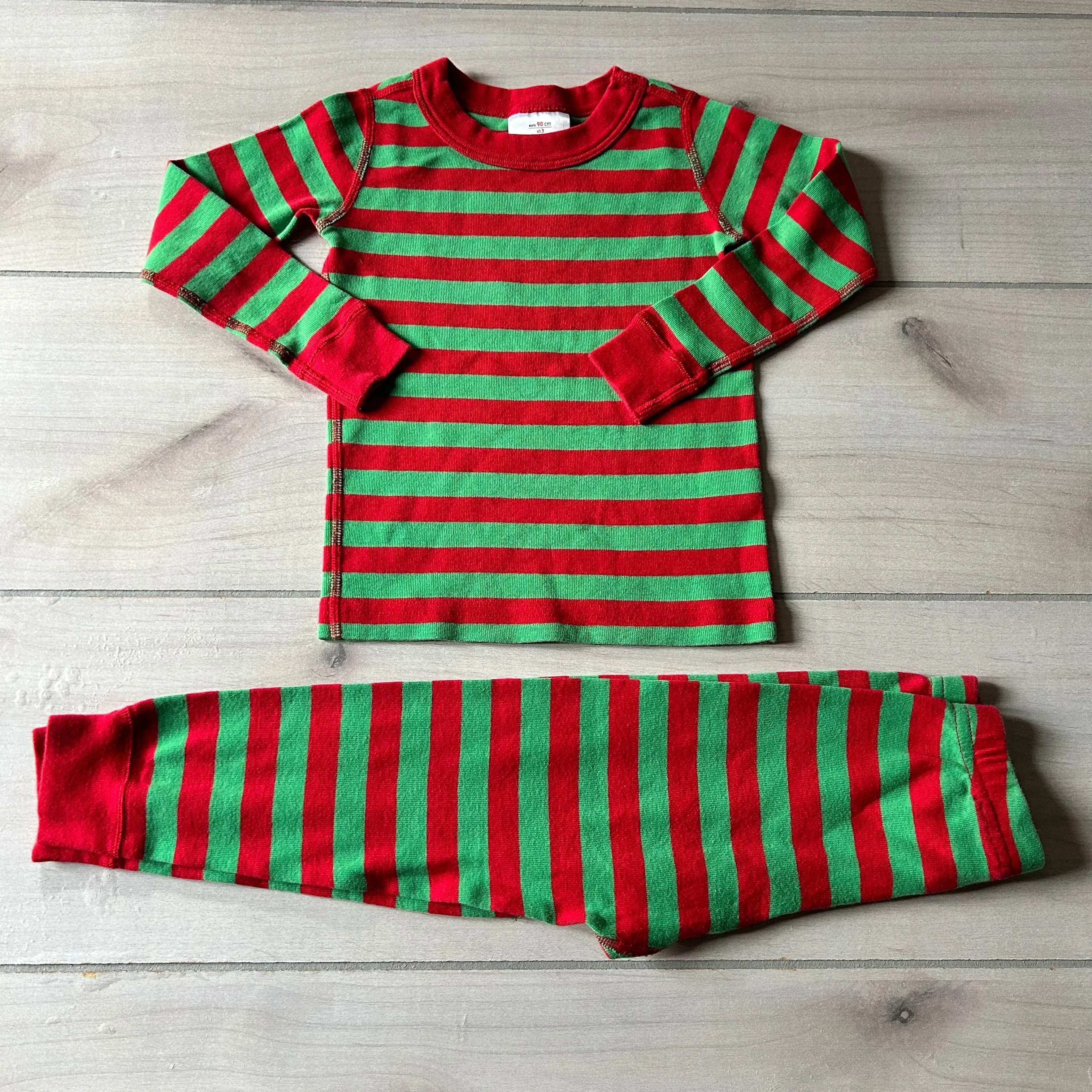 Hanna Andersson Red & Green Striped Organic Cotton Pajama Set