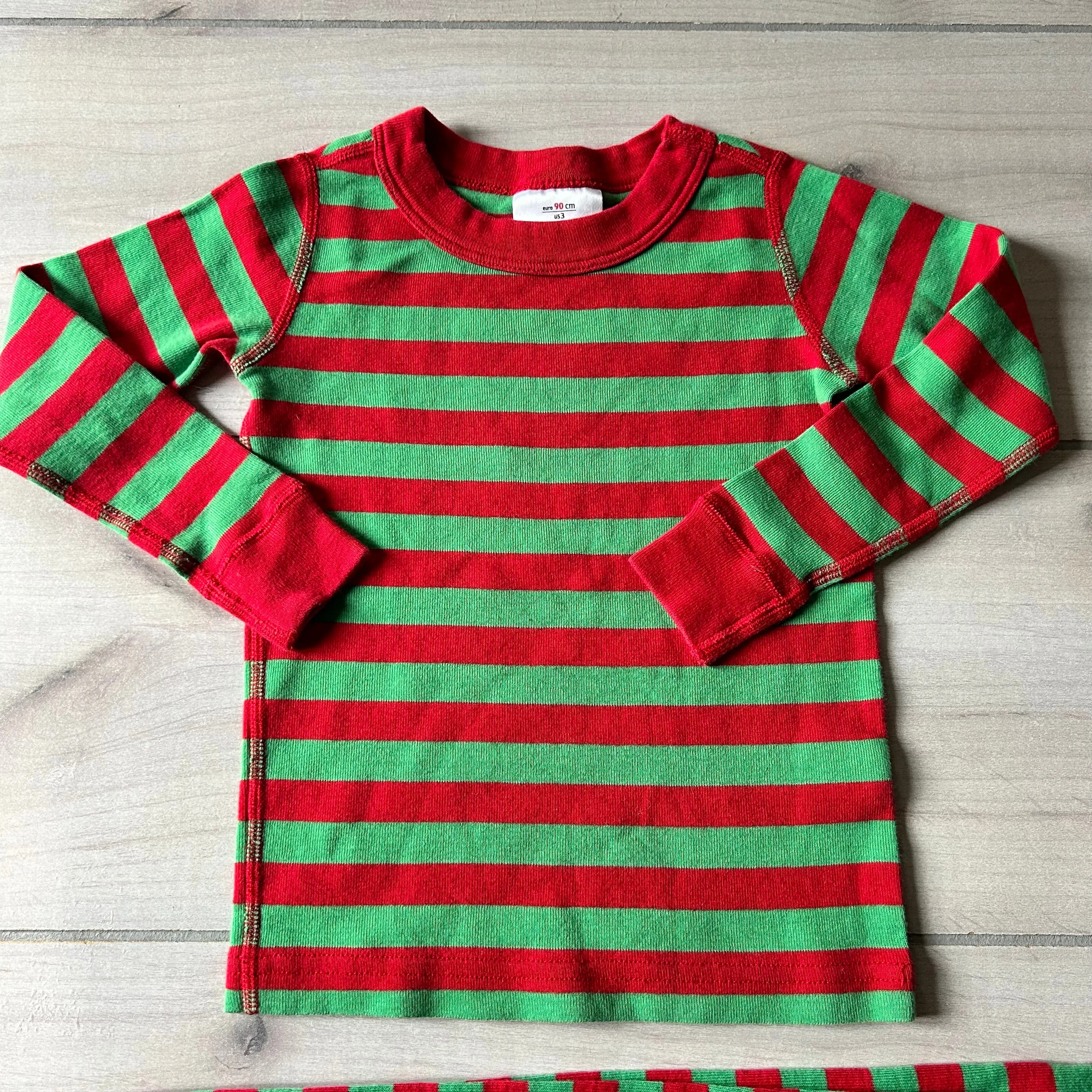 Hanna Andersson Red & Green Striped Organic Cotton Pajama Set