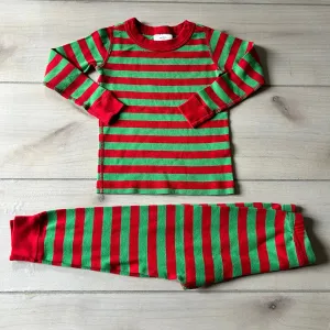 Hanna Andersson Red & Green Striped Organic Cotton Pajama Set